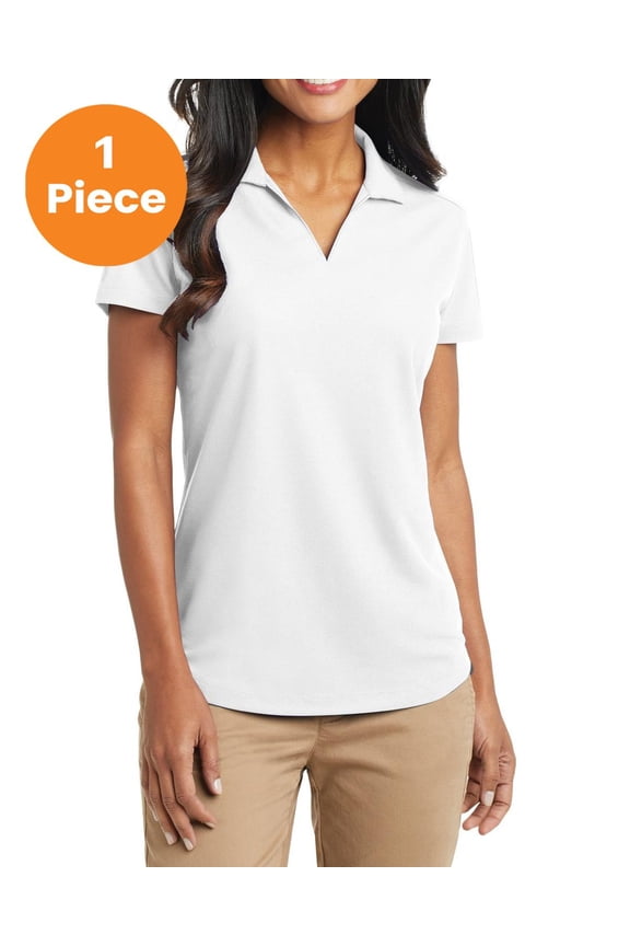 L572 Ladies Dry Zone Grid Polo, White, 4XL, Plus Size Tops