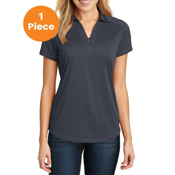 Port Authority L574 Ladies Digi Heather Performance Polo, Dark Grey, XL, Womens Polo Shirts