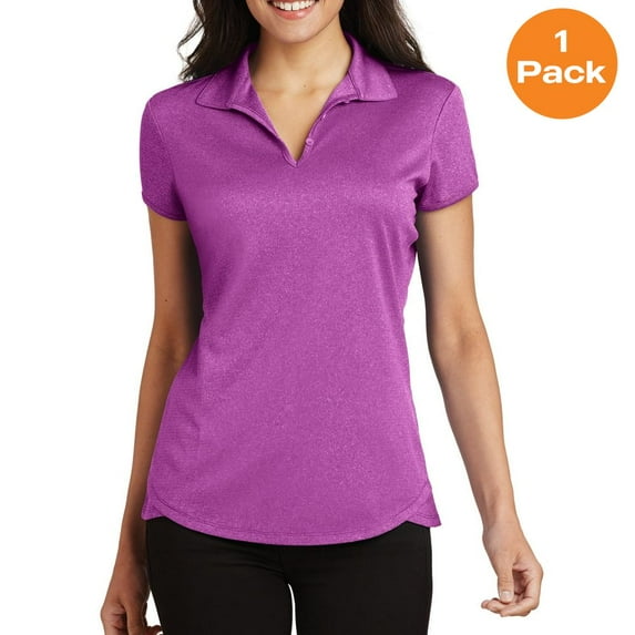 Port Authority L576 Ladies Trace Heather Polo , Berry Heather, L, Mens Polo Shirts