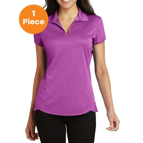 Port Authority L576 Ladies Trace Heather Polo , Berry Heather, S, Womens Polo Shirts