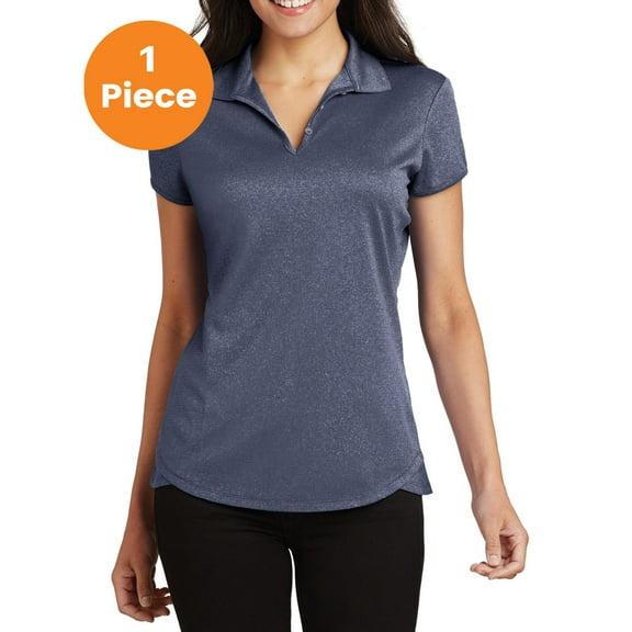 Port Authority L576 Ladies Trace Heather Polo , True Navy Heather, XL, Womens Polo Shirts