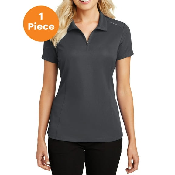 Port Authority L580 Ladies Pinpoint Mesh Polo, Battleship Grey, XS, Womens Polo Shirts