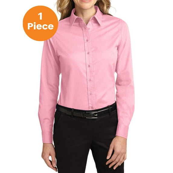 Port Authority L608 Ladies Long Sleeve Easy Care Shirt, Light Pink, 5XL, Women'c Dress Shirt