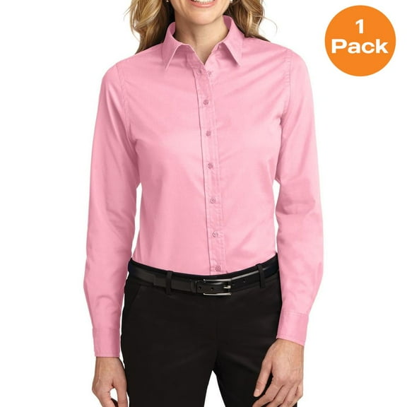 Port Authority L608 Ladies Long Sleeve Easy Care Shirt, Light Pink, XS, Mens Dress Shirts