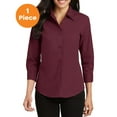 thumbnail image 1 of Port Authority L612 Ladies 3/4-Sleeve Easy Care Shirt, Burgundy, M, Womens Workwear Blouses, 1 of 1
