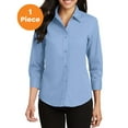 thumbnail image 1 of Port Authority L612 Ladies 3/4-Sleeve Easy Care Shirt, Light Blue, XS, Womens Button Down Shirts, 1 of 1