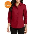 thumbnail image 1 of Port Authority L612 Ladies 3/4-Sleeve Easy Care Shirt, Red, 3XL, Womens Workwear Blouses, 1 of 1