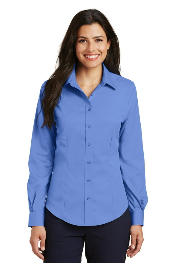 L638 Ladies Long Sleeve Non-Iron Twill Shirt, Womens Button Down Shirts