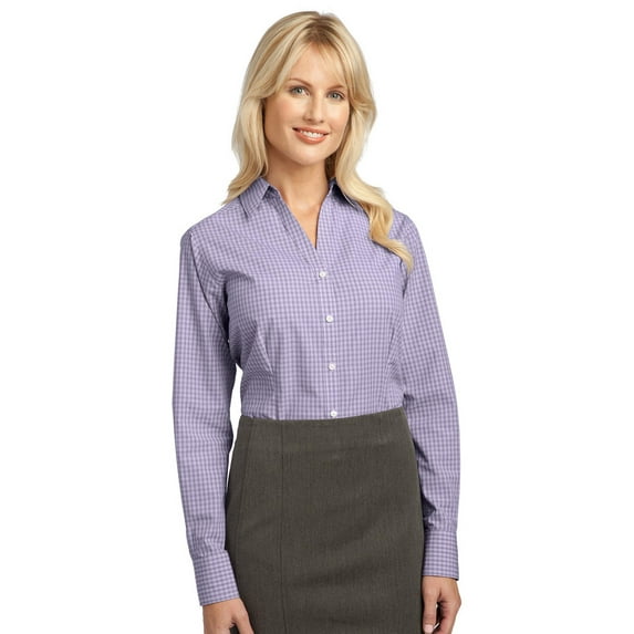 Port Authority L639 Patterned Plaid Shirt - Purple - Large