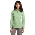 thumbnail image 1 of Port Authority L647 Ladies Stripe Poplin Shirt - Wintergreen/ White - Small, 1 of 2