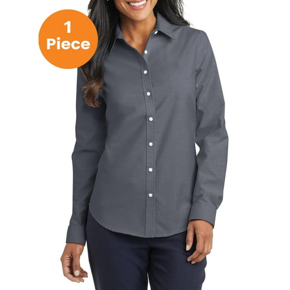 Port Authority L658 Ladies SuperPro Oxford Shirt, Black, 3XL, Womens Button Down Shirts