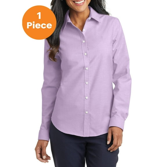 Port Authority L658 Ladies SuperPro Oxford Shirt, Soft Purple, S, Women'k Dress Shirt