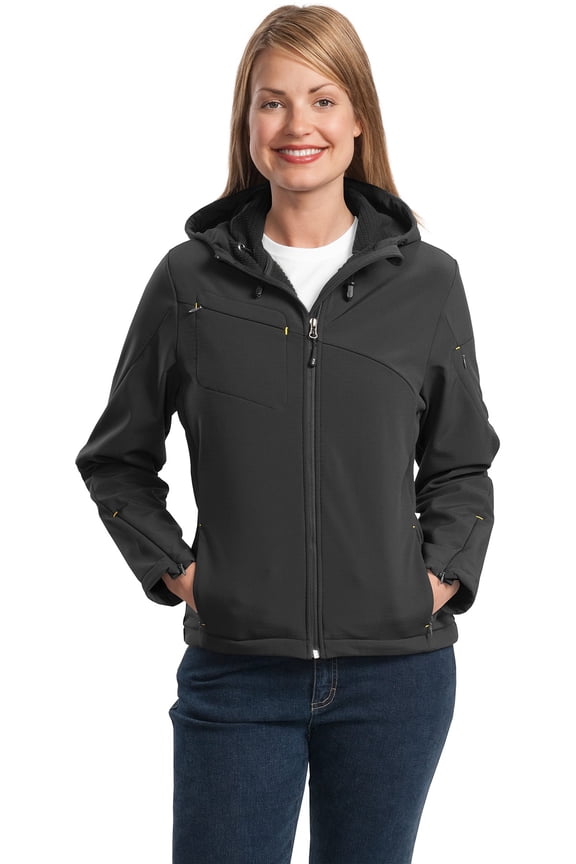 L706 Ladies Textured Hooded Soft Shell Jacket