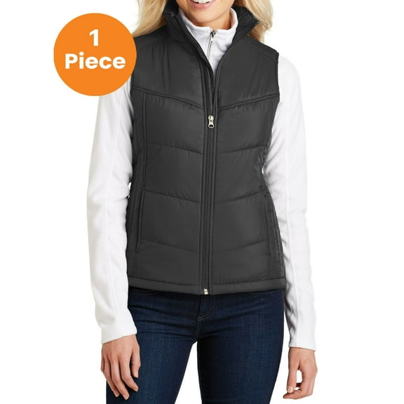 Port Authority L709 Ladies Puffy Vest, Black/Black, S, Womens Vests