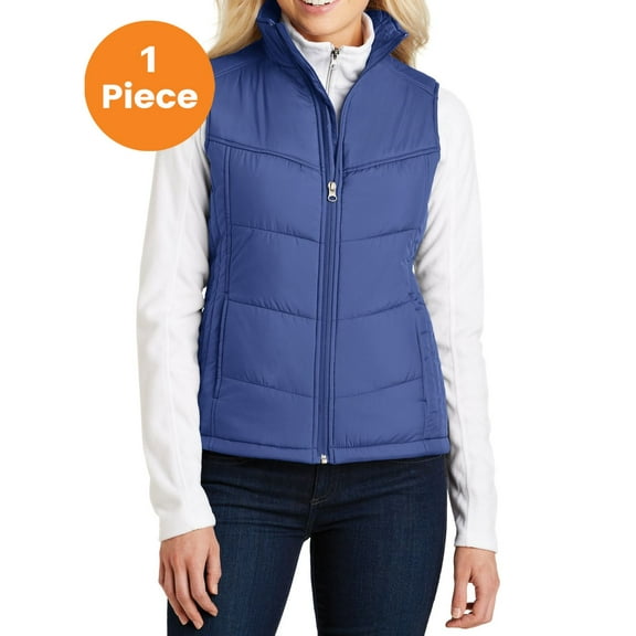 Port Authority L709 Ladies Puffy Vest, Mediterranean Blue/Black, M, Womens Coats