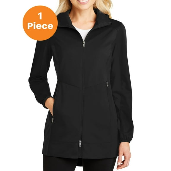 Port Authority L719 Ladies Active Hooded Soft Shell Jacket, Deep Black, S, Mens Coats and Jackets
