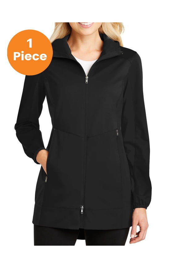L719 Ladies Active Hooded Soft Shell Jacket, Deep Black, XL, Womens Hoodies