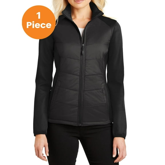 Port Authority L787 Ladies Hybrid Soft Shell Jacket , Deep Black, XXL, Womens Puffer Jackets