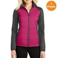 thumbnail image 1 of Port Authority L787 Ladies Hybrid Soft Shell Jacket , Pink Azalea/ Grey Steel, M, Womens Puffer Jackets, 1 of 1