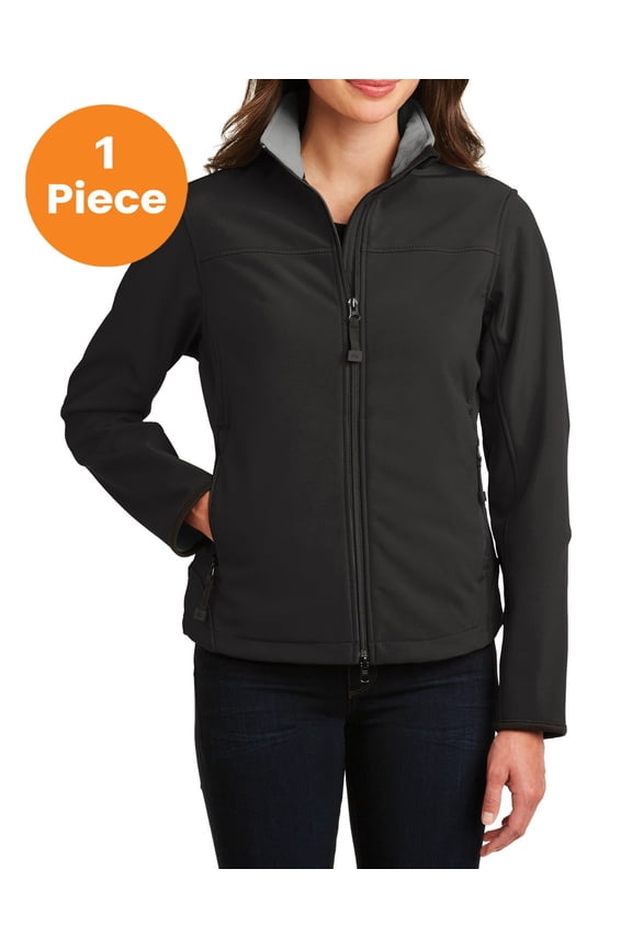 L790 Ladies Glacier Soft Shell Jacket, Black/Chrome, M, Womens Fleece Jackets
