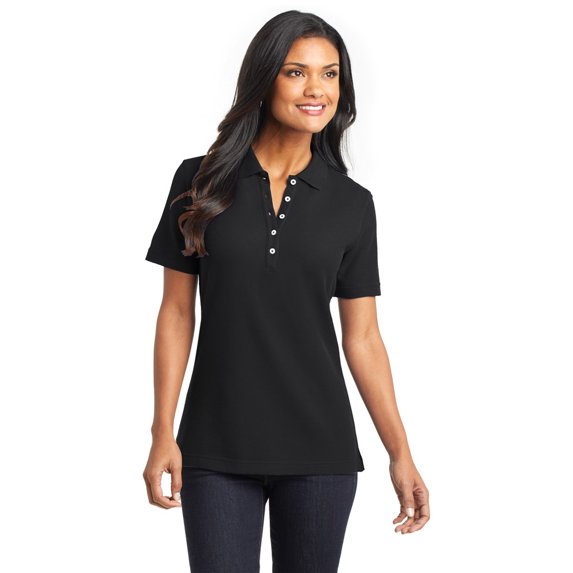 Port Authority L800 Ladies EZCotton Pique Polo Shirt - Black - 3X-Large