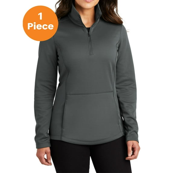 Port Authority L804 Ladies Smooth Fleece 1/4-Zip, Graphite, XL, Womens Activewear