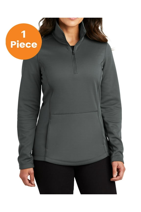 L804 Ladies Smooth Fleece 1/4-Zip, Graphite, XS, Womens Sweatshirts & Hoodies