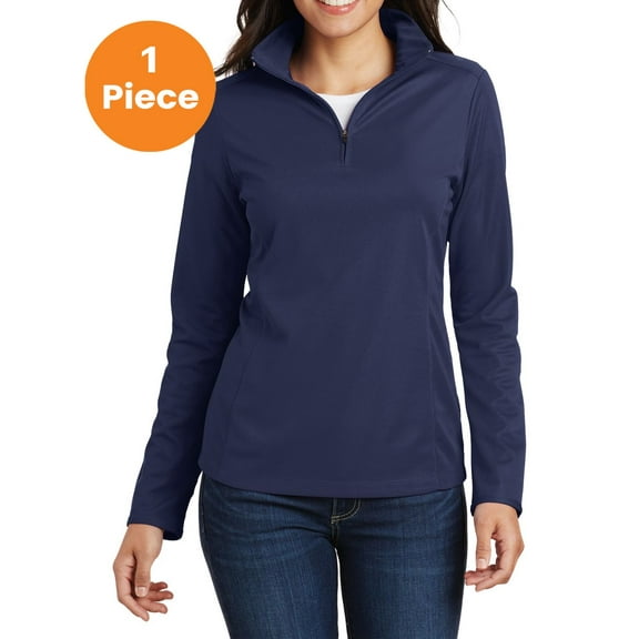 Port Authority L806 Ladies Pinpoint Mesh 1/2-Zip Pullover, True Navy, 4XL, Womens Activewear