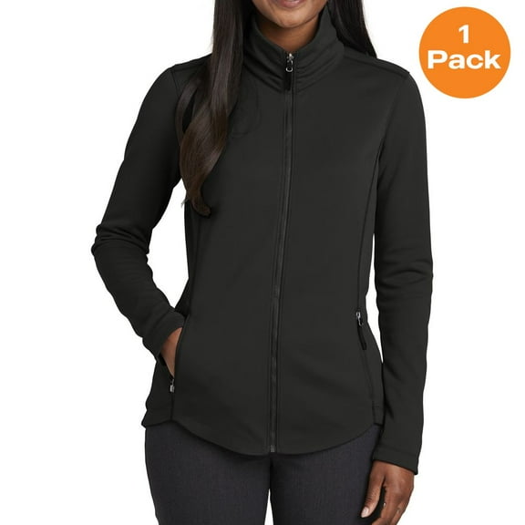 Port Authority L904 Ladies Collective Smooth Fleece Jacket, Deep Black, M, Womens Fleece Jackets