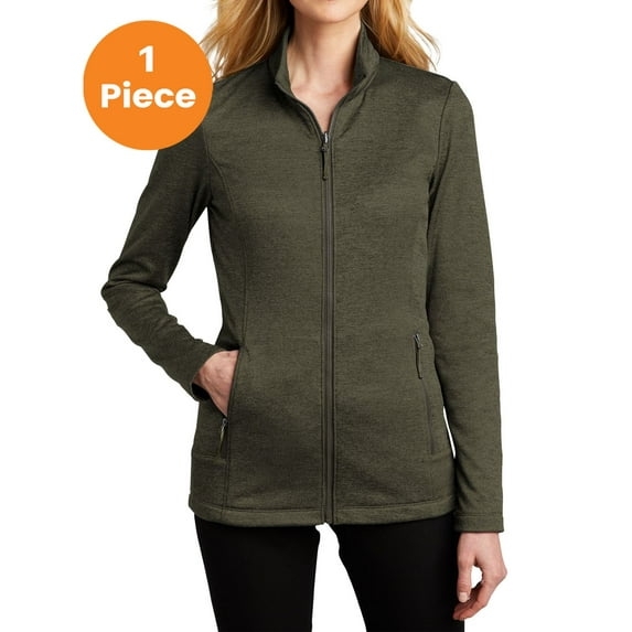 Port Authority L905 Ladies Cozy Fleece Jacket, Deep Olive Heather, S, Womens Fleece Jackets