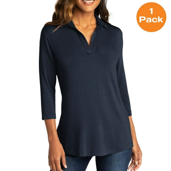 Port Authority LK5601 Ladies Luxe Knit Tunic, River Blue Navy, 4XL, Womens Clothing, Womens Tops