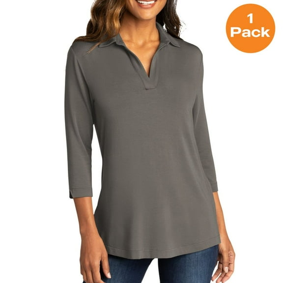 Port Authority LK5601 Ladies Luxe Knit Tunic, Sterling Grey, XL, Womens Clothing, Womens Tops