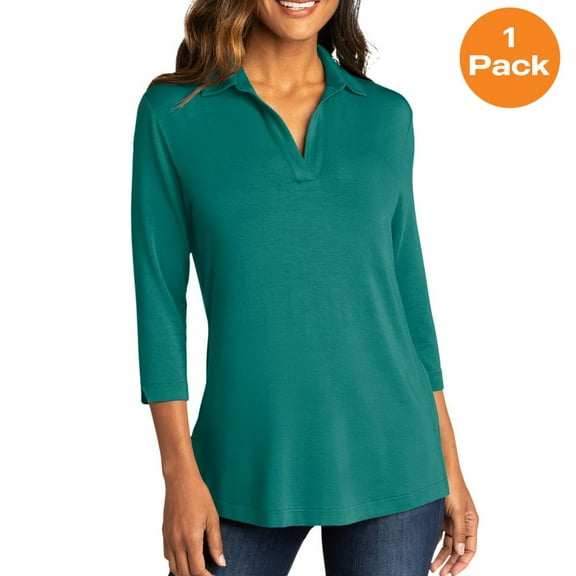 Port Authority LK5601 Ladies Luxe Knit Tunic, Teal Green, 4XL, Womens Clothing, Womens Tops