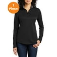 thumbnail image 1 of Port Authority LK584 Ladies Silk Touch Performance 1/4-Zip Pullover, Black/ Steel Grey, 3XL, Womens Activewear, 1 of 1