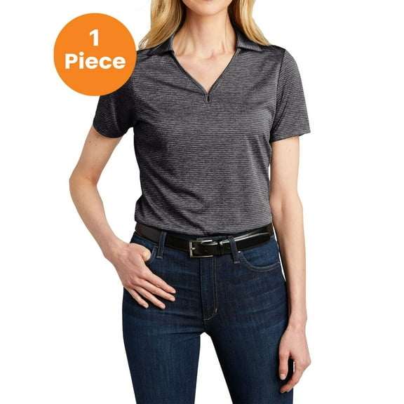 Port Authority LK585 Ladies Shadow Stripe Polo, Deep Black, 3XL, Womens Polo Shirts