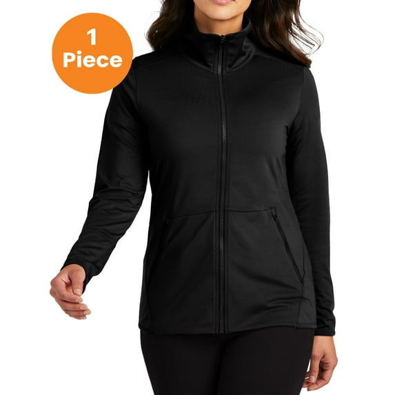 Port Authority LK595 Ladies Accord Stretch Fleece Full-Zip, Black, XL, Womens Sweatshirts & Hoodies