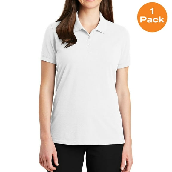 Port Authority LK8000 Ladies EZCotton Polo, White, XXL, Womens Polo Shirts