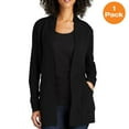 thumbnail image 1 of Port Authority LK825 Ladies Microterry Cardigan, Deep Black, 3XL, Blouses & Tops, 1 of 1