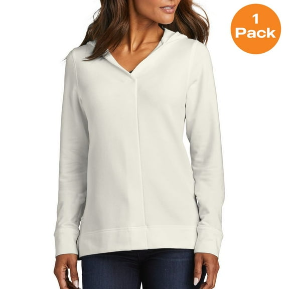 Port Authority LK826 Ladies Microterry Pullover Hoodie, Ivory Chiffon, L, Womens Sweatshirts & Hoodies