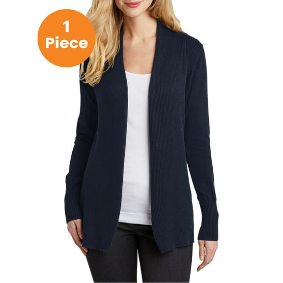 Port Authority LSW289 Ladies Open Front Cardigan, Navy, S, Cardigans for Women