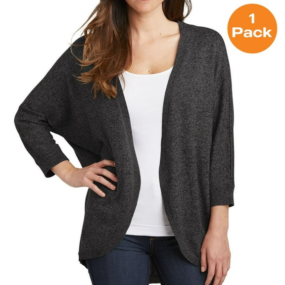 Port Authority LSW416 Ladies Marled Cocoon Sweater , Black Marl, XS, Womens Sweaters