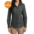 thumbnail image 1 of Port Authority LW100 Ladies Long Sleeve Carefree Poplin Shirt, Graphite, 3XL, Womens Button Down Shirts, 1 of 1