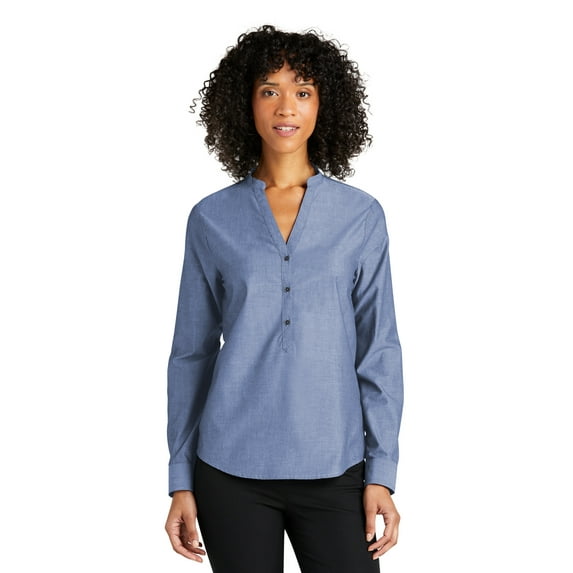 Port Authority LW382 Ladies Long Sleeve Chambray Easy Care Shirt, Women's Dress Shirt