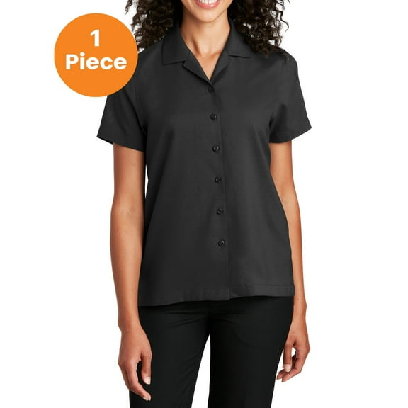 Port Authority LW400 Ladies Short Sleeve Performance Staff Shirt, Black, XL, Women's Dress Shirt