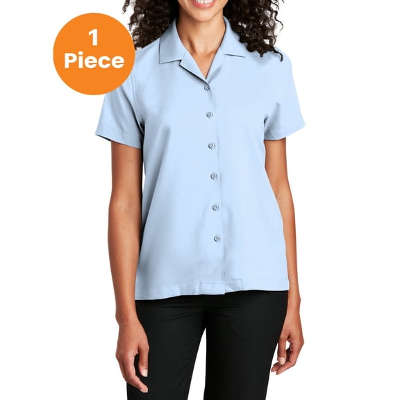 Port Authority LW400 Ladies Short Sleeve Performance Staff Shirt, Cloud Blue, XL, Women's Dress Shirt