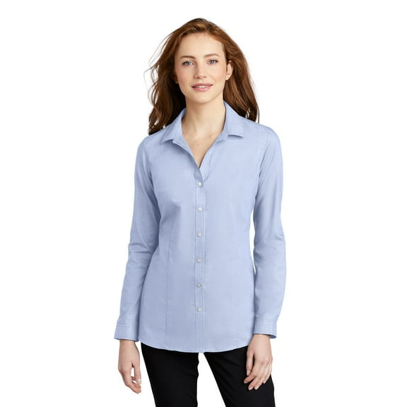 Port Authority LW645 Ladies Pincheck Easy Care Shirt, Womens Button Down Shirts