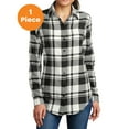 thumbnail image 1 of Port Authority LW668 Ladies Plaid Flannel Shirt, Snow White/ Black, M, Mens T-Shirts, 1 of 1