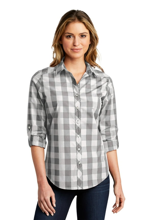 LW670 Ladies Everyday Plaid Shirt, Womens Button Down Shirts