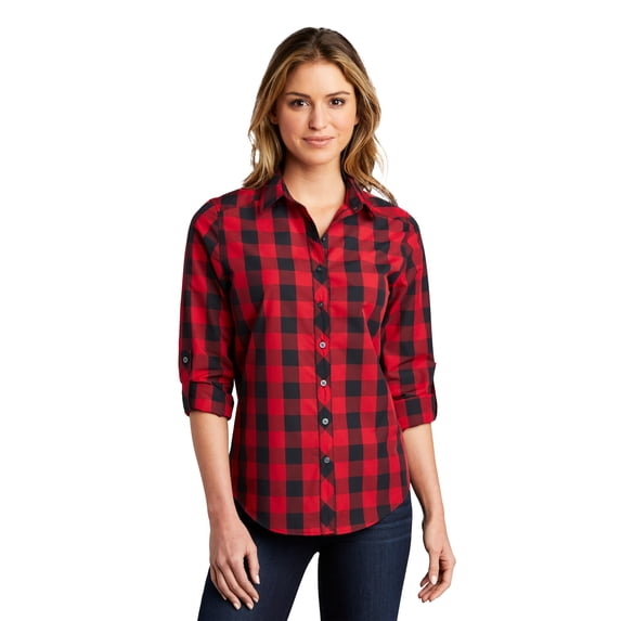 Port Authority LW670 Ladies Everyday Plaid Shirt, Womens Button Down Shirts