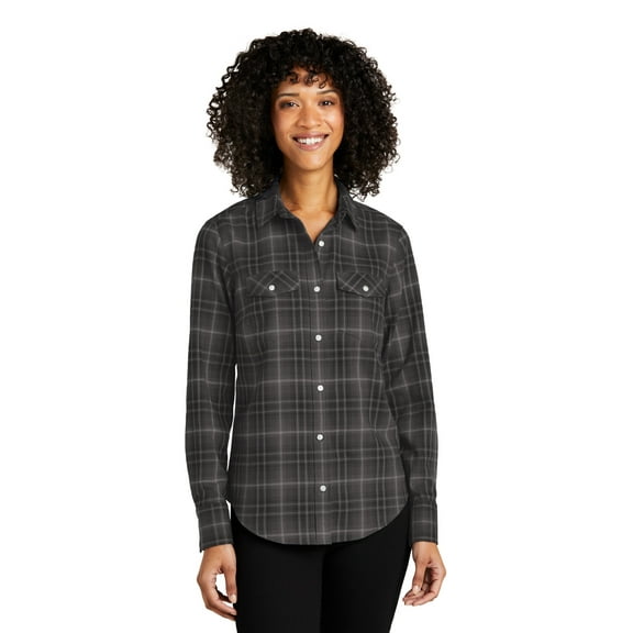Port Authority LW672 Ladies Long Sleeve Ombre Plaid Shirt, Women'a Dress Shirt